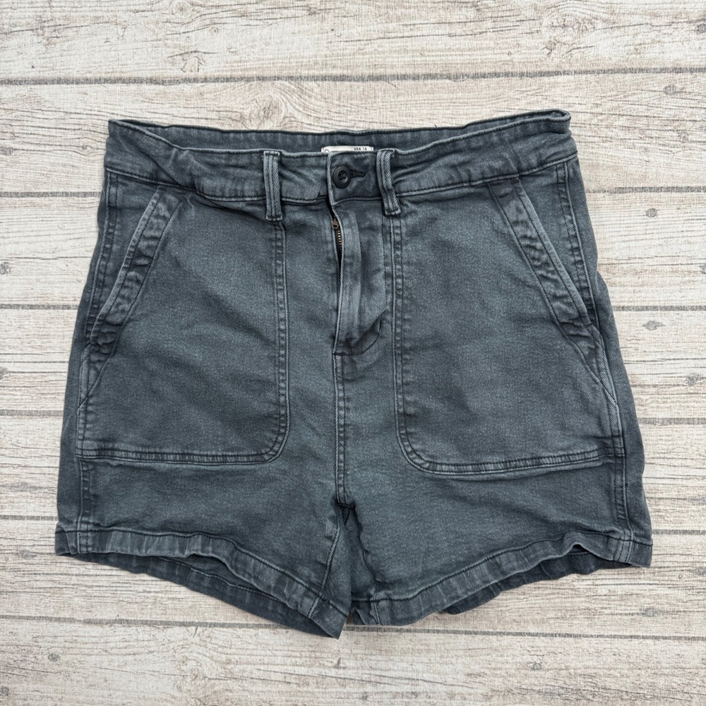 Dex Shorts Women's 14 Dark Gray Faded Denim High Rise Relaxed Utility Workwear